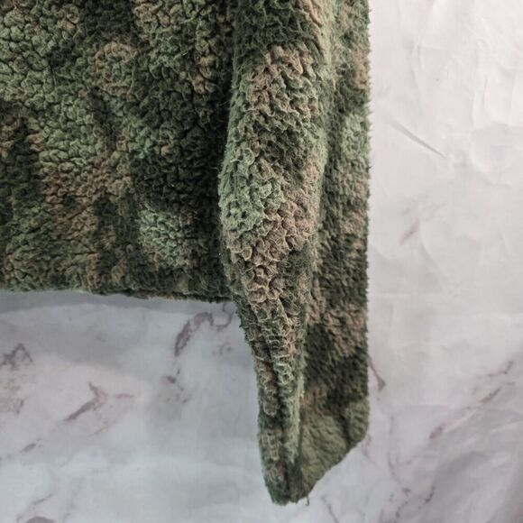 Prana Sweatshirt Women Medium Green Camo Sherpa Teddy Polar Escape Kangaroo Crew - Picture 9 of 11